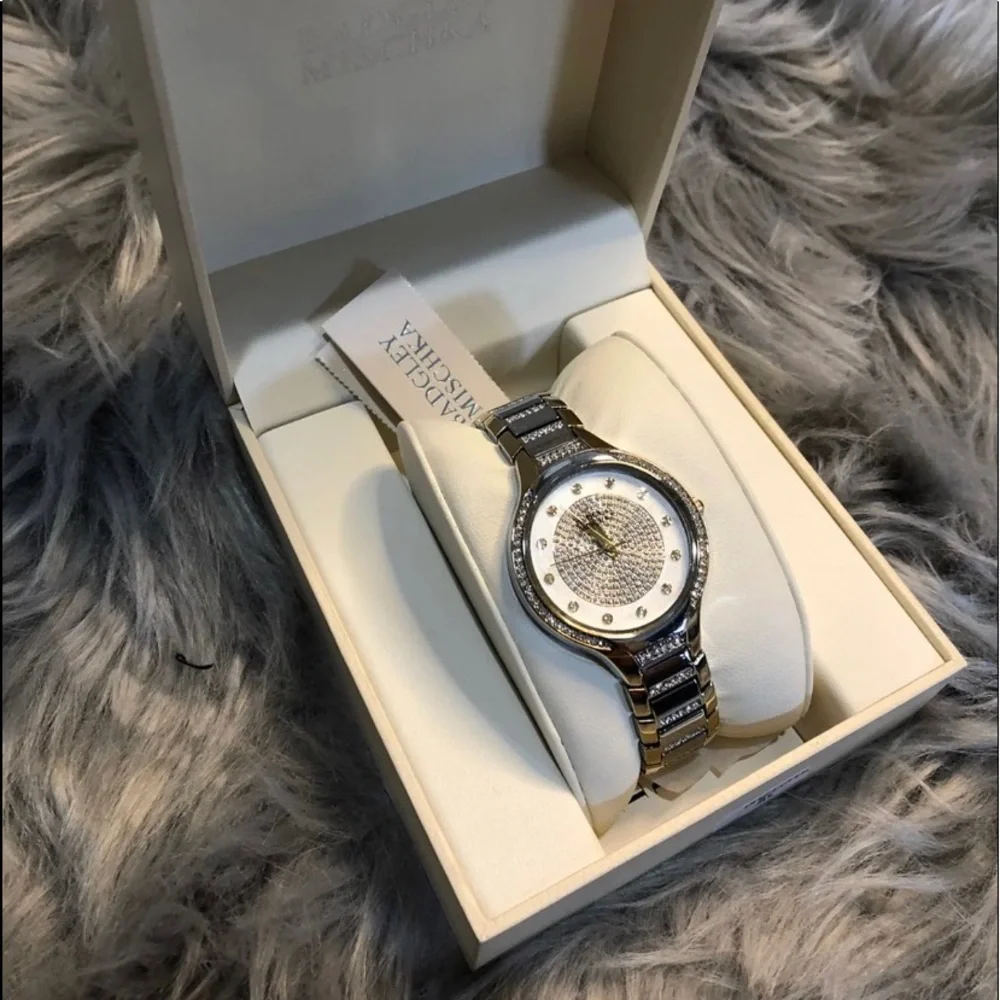 🆕New Badgley Mischka Two Tone Crystal Watch NWOT